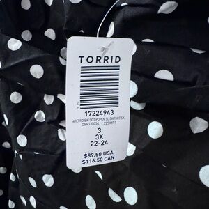 Torrid black and white polka dot fit-and-flare midi dress